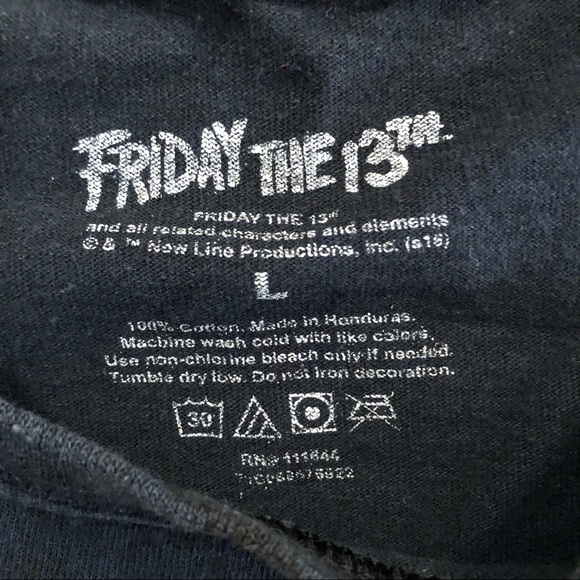 Friday The 13th / Jason Voorhees Mask Black Graphic T-Shirt - Size Large - Picture 4 of 4